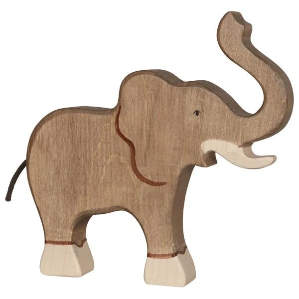 Holztiger Wooden Figure - Elephant, Large, Trunk Raised - wood Wooden Figures for open-ended play - Title: Default Title