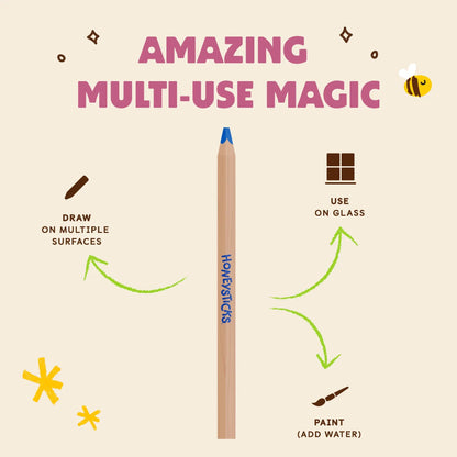 Multifunctional pencil with text on a beige background