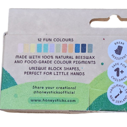 Back of crayon block box with color swatches on a white background