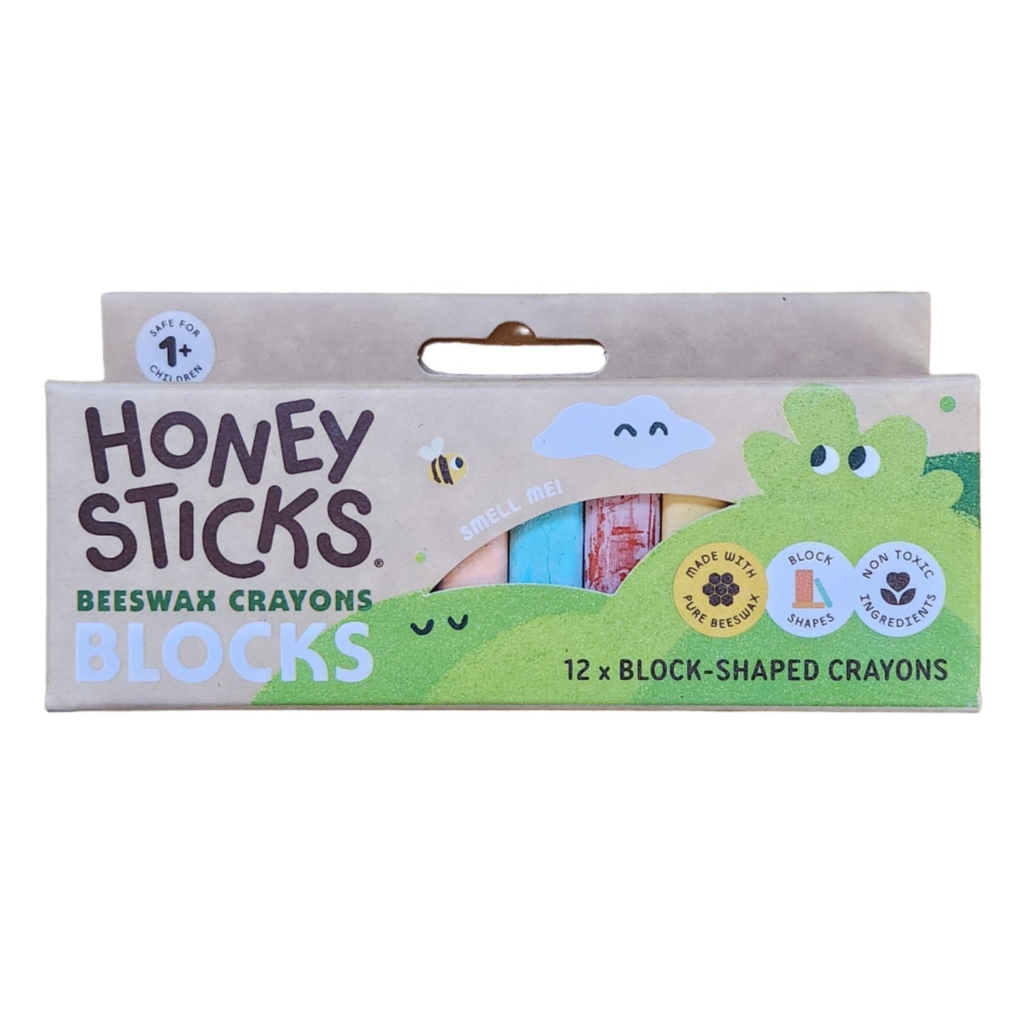 Honeysticks crayon blocks in packaging on a white background