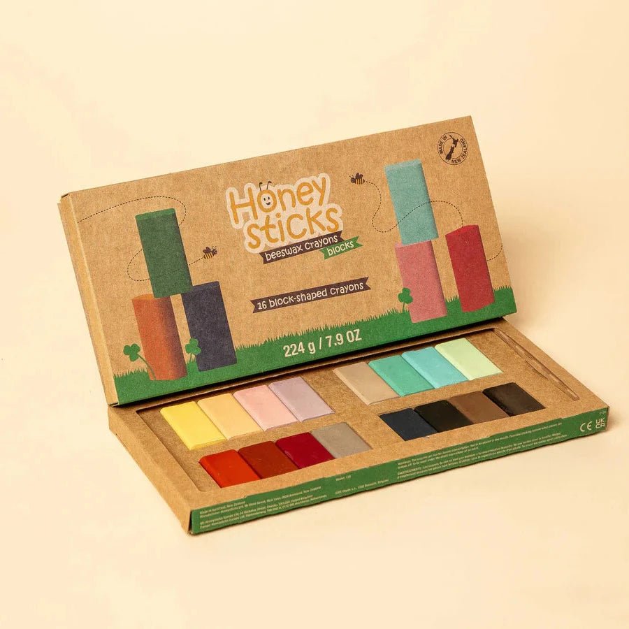 Honeysticks 100% Beeswax Crayons - Blocks (16 pcs) - natural, beeswax for open-ended play - Title: Default Title