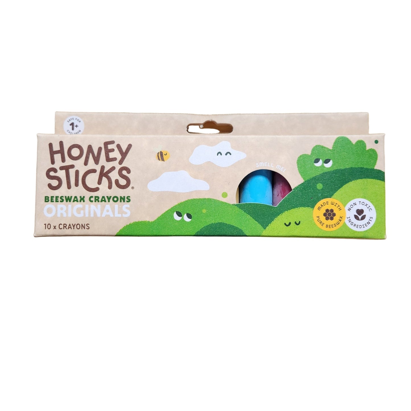 Box of Honey Sticks Original crayons on a white background