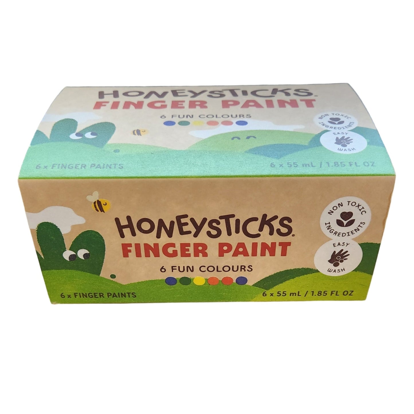 Honeysticks fingerpaint packaging on a white background