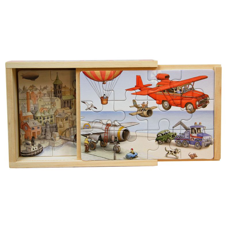 Jan Lööf - Set of 4 Wooden Airplane Puzzles in Box - wood for open-ended play - Title: Default Title