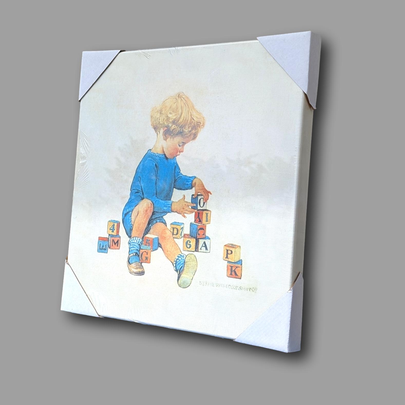 Jessie willcox smith stretched canvas boy with blocks side