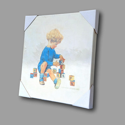 Jessie willcox smith stretched canvas boy with blocks side