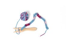 Knitting Fork & Organic Yarn, Assorted Shades of Blue Green Yellow - wood, cotton, wool, felt, beeswax for open-ended play...