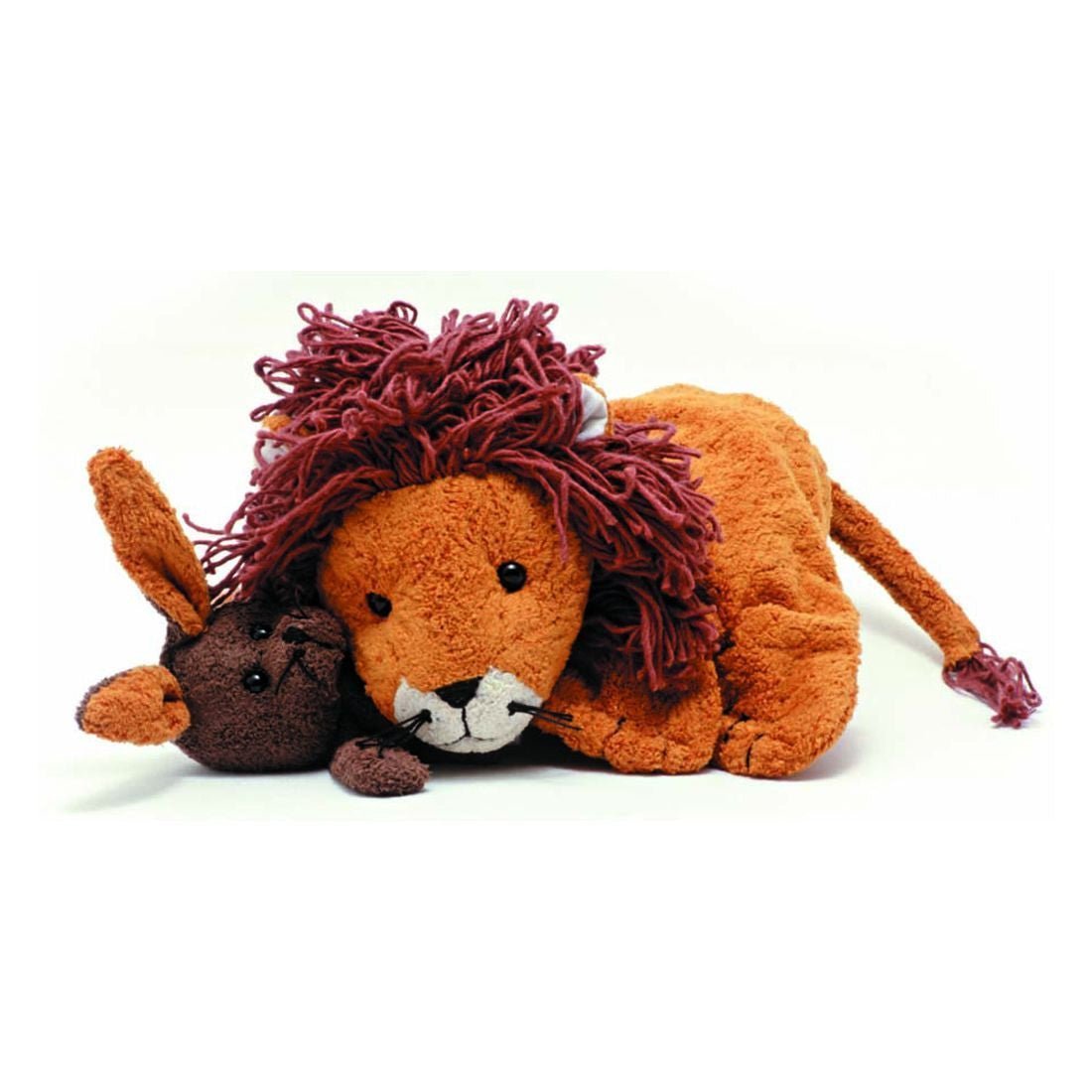 Edward Lion Hand Puppet with attached rabbit