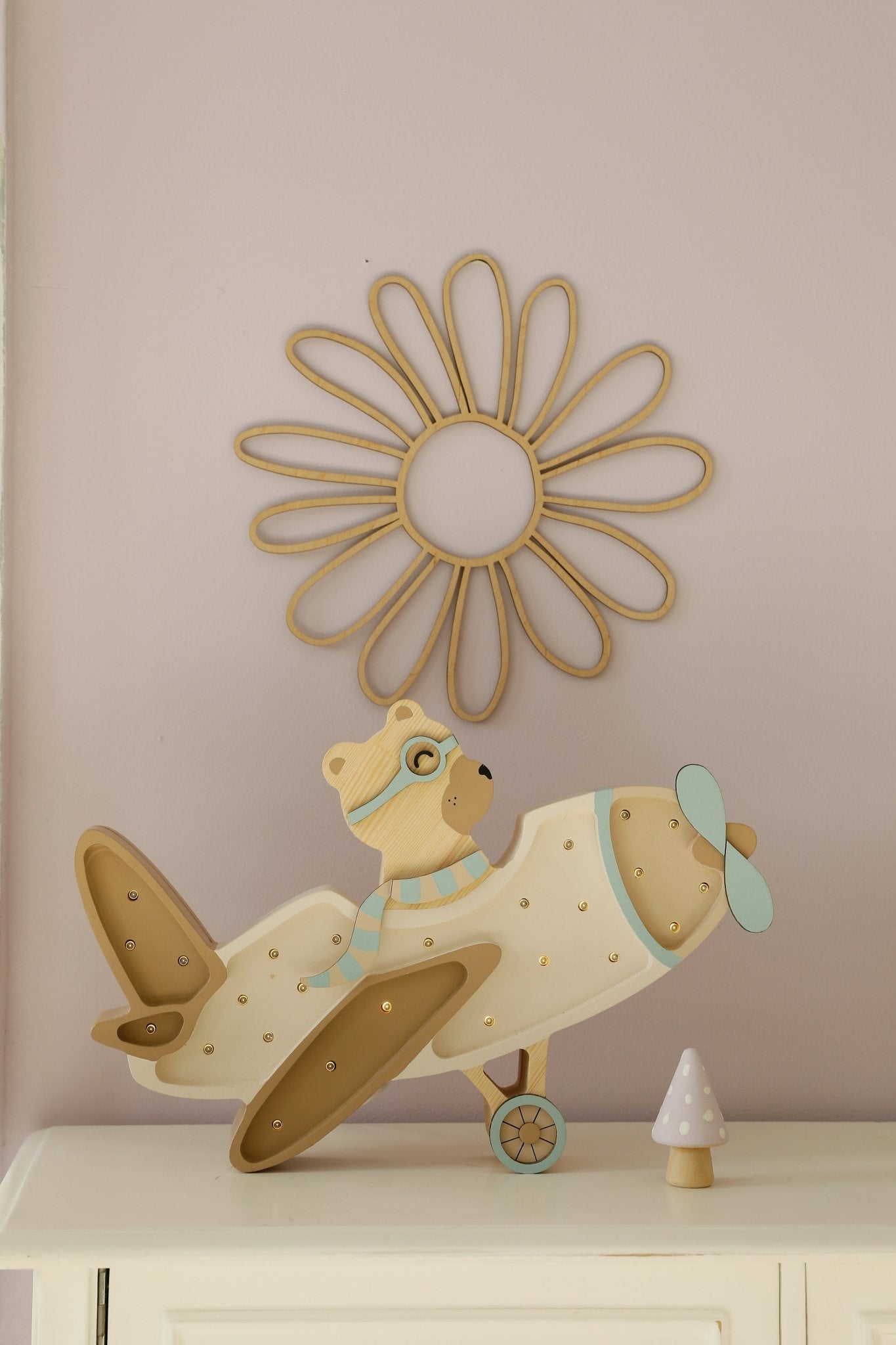Little Lights Vintage Plane - Kids Room Night Light- Blue Otter Toys