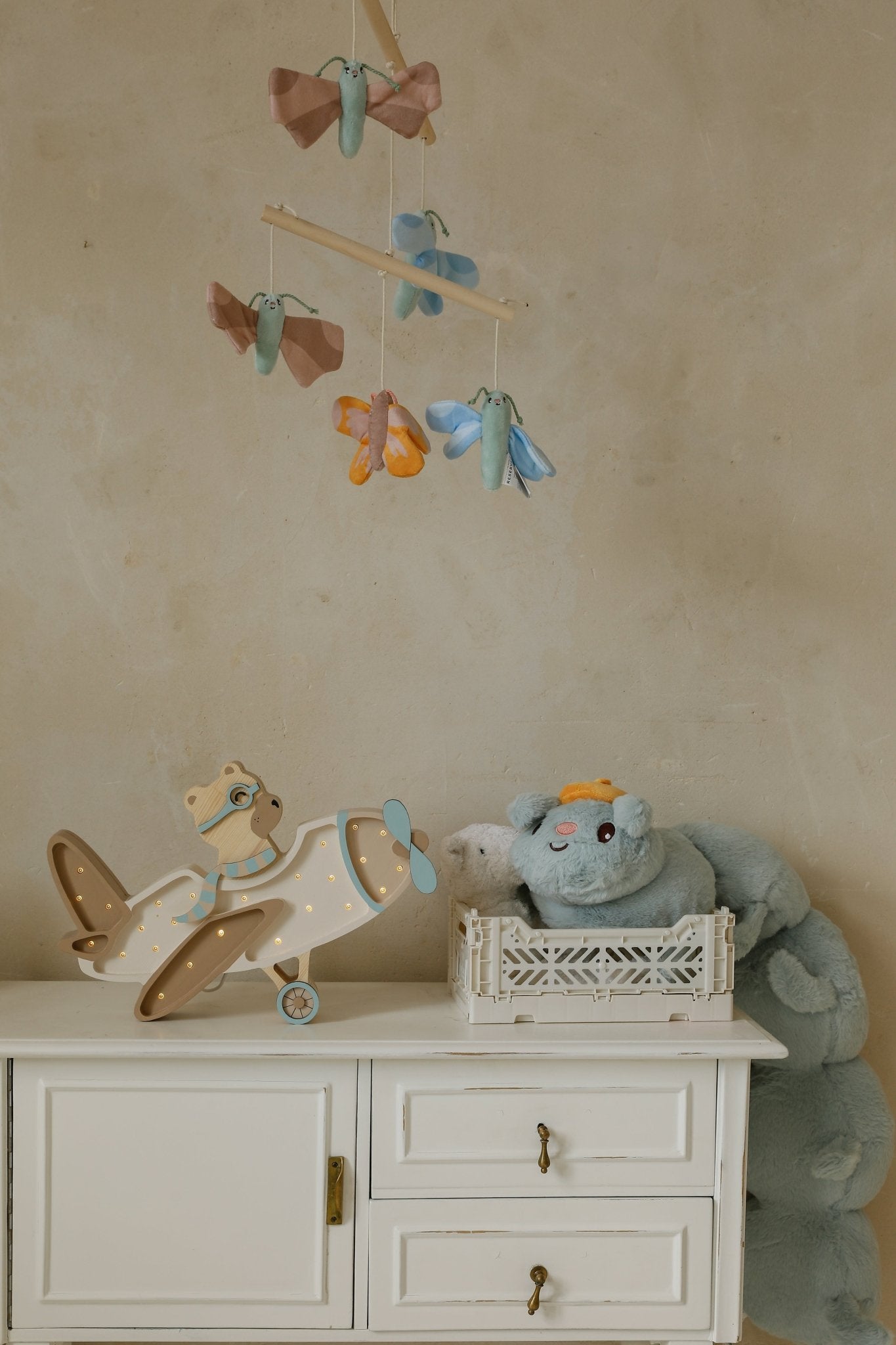 Little Lights Vintage Plane - Kids Room Night Light- Blue Otter Toys