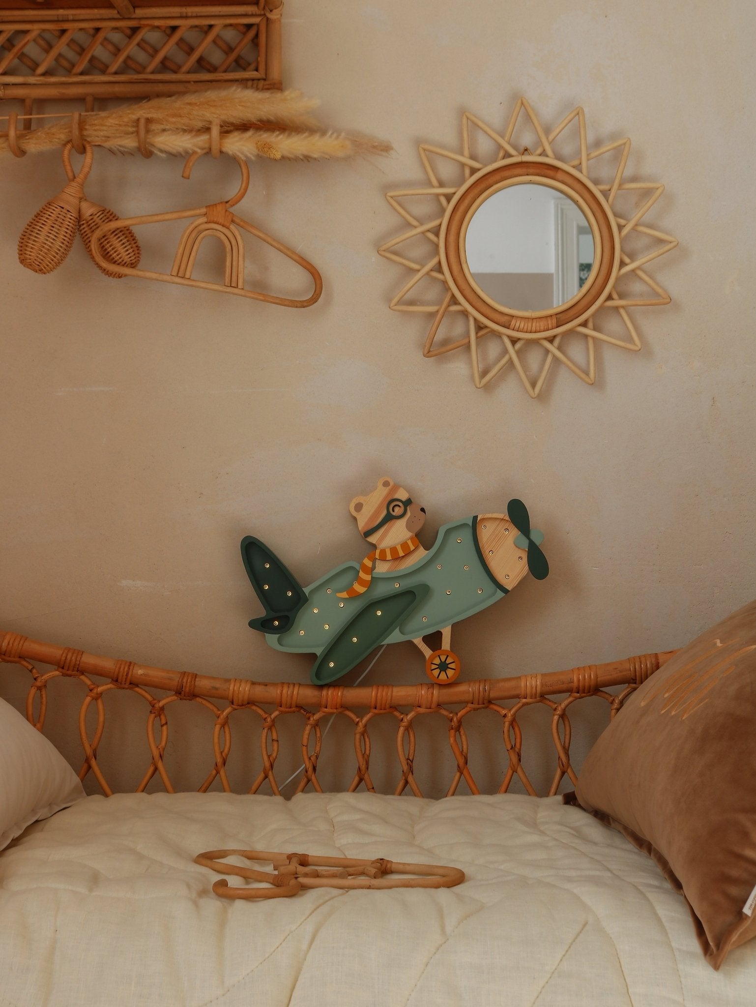 Little Lights Vintage Plane - Kids Room Night Light- Blue Otter Toys