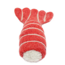 Felted lobster tail on a white background
