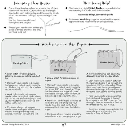 Embroidery basics  and stitch guide with illustrations and text on a white background
