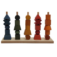 Montessori Stacking Toy - Rainbow - wood, silk, natural, beeswax Blocks for open-ended play - Title: Default Title