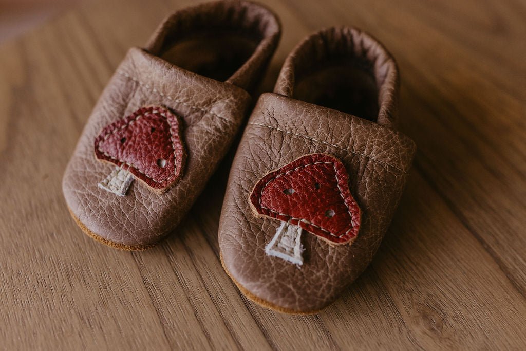 Mushrooms on Chai Leather Shoes with Designs