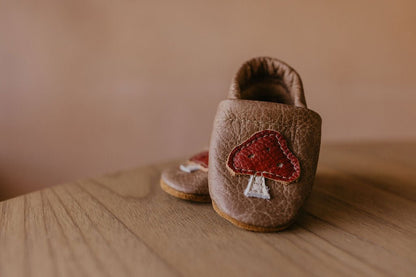 Mushrooms on Chai Leather Shoes with Designs