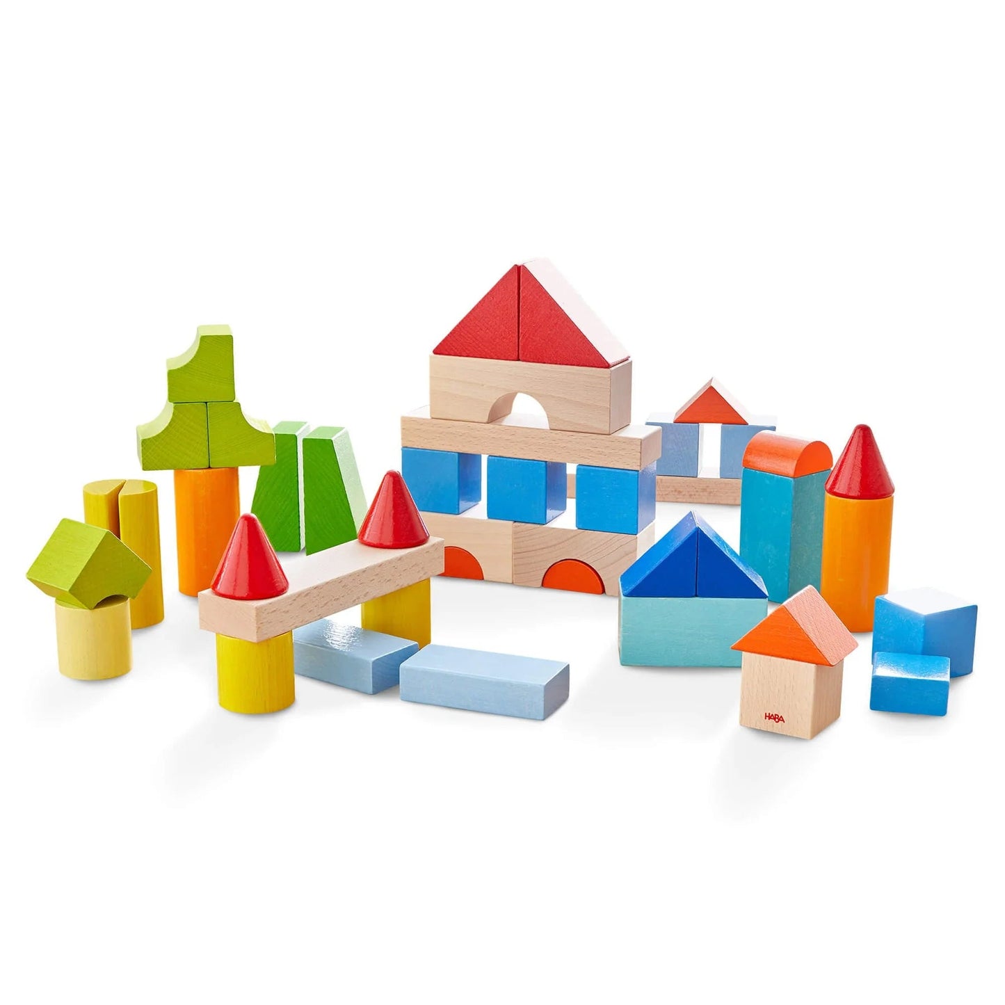 My First Colorful Wooden Haba Building Blocks - 46 pcs - wood, cotton for open-ended play - Title: Default Title
