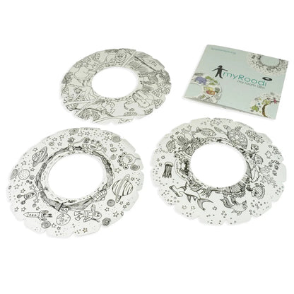 Set of myRoodi throwing discs on a white background
