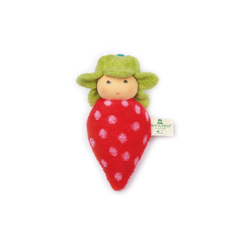 Nanchen Strawberry Rattle Doll - cotton, wool Dolls for open-ended play - Title: Default Title
