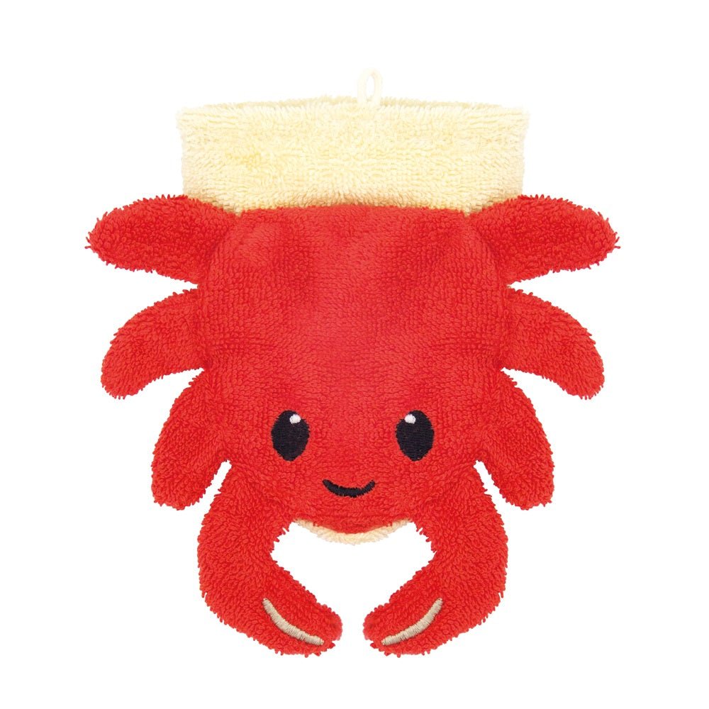 Organic Cotton Crab Washcloth Pupppet - cotton Bath Toys for open-ended play - Size: Child Size