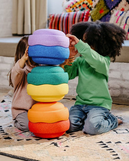 Original Rainbow and Pastel Stapelstein Balance Stepping Stones