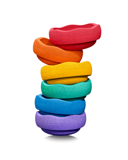 Original Rainbow and Pastel Stapelstein Balance Stepping Stones