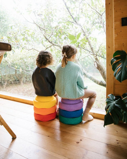 Original Rainbow and Pastel Stapelstein Balance Stepping Stones