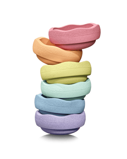Original Rainbow and Pastel Stapelstein Balance Stepping Stones