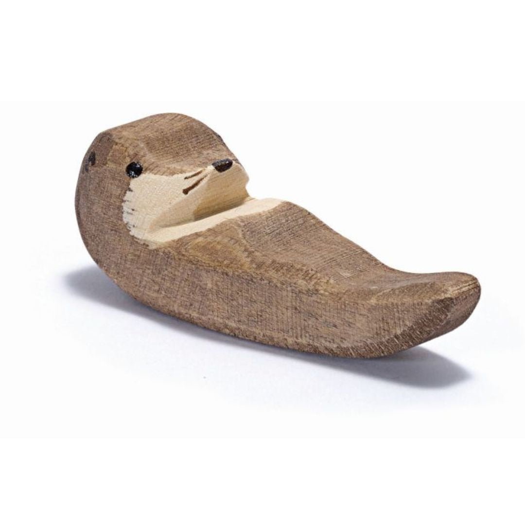 Oshteimer Wooden Sea Otter - Small - Swimming - wood, natural Wooden Figures for open-ended play - Title: Default Title