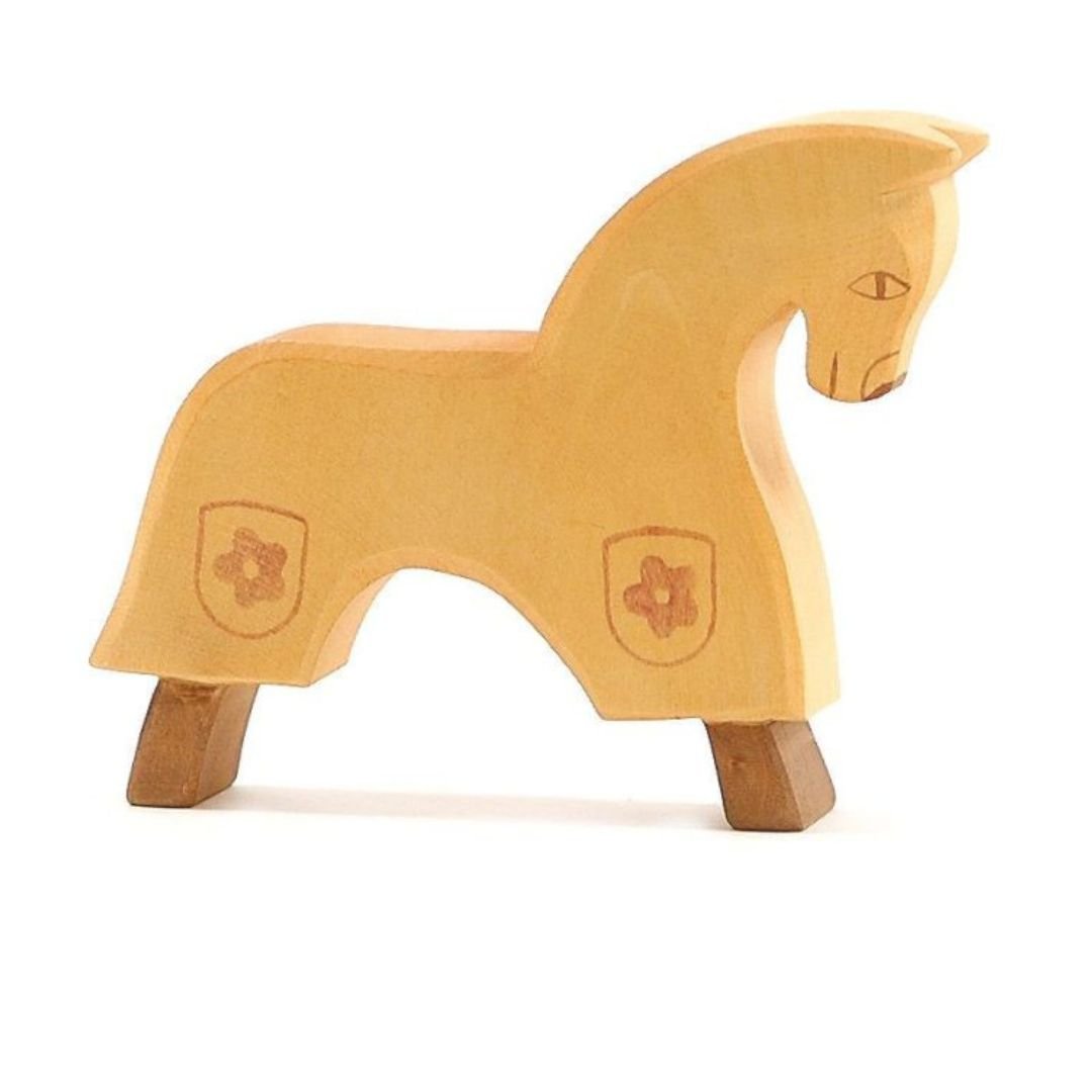 Oshteimer Wooden Yellow Horse for Knight - wood, natural Wooden Figures for open-ended play - Title: Default Title