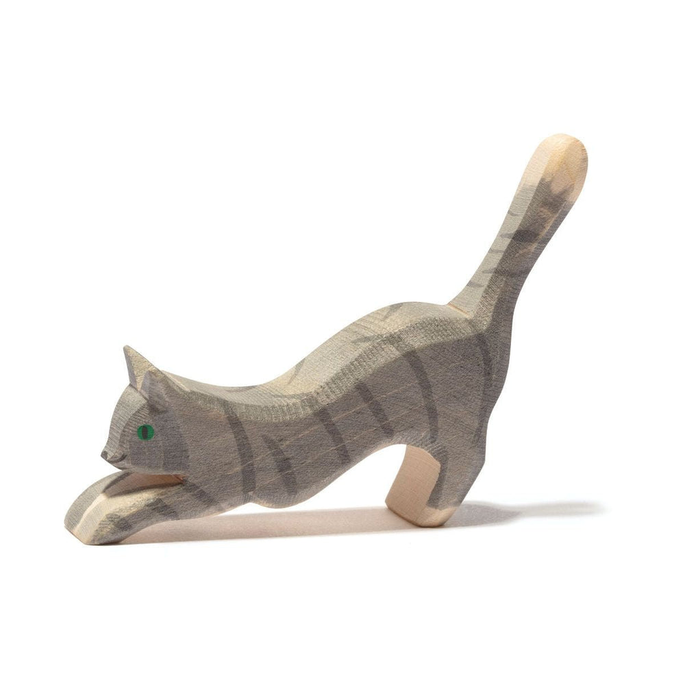 Ostheimer Cat, Jumping - wood, natural Wooden Figures for open-ended play - Title: Default Title