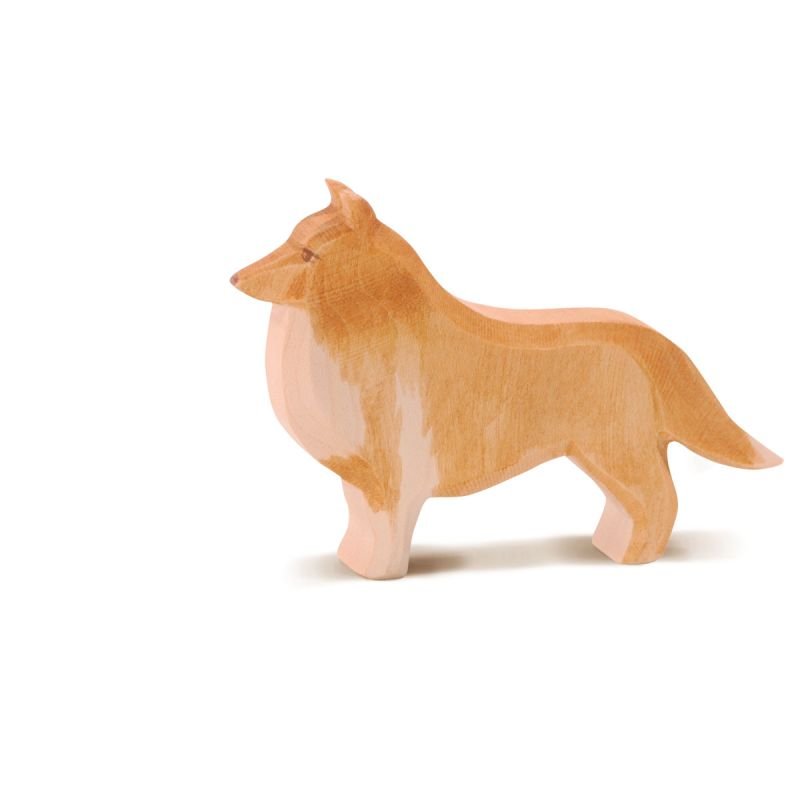 Ostheimer Collie Dog - wood, natural Wooden Figures for open-ended play - Title: Default Title