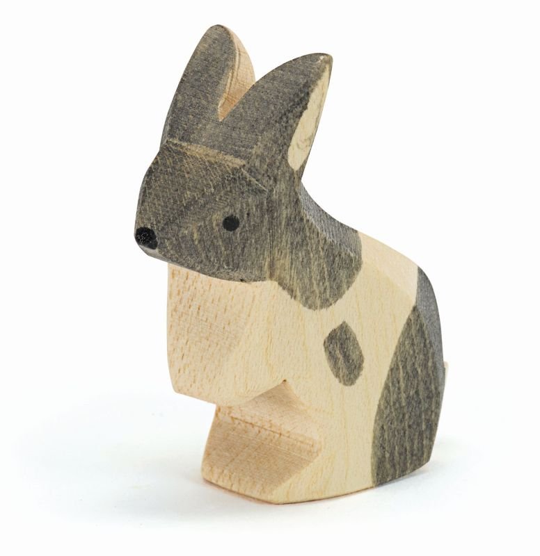 Ostheimer Rabbit Standing Black & White - wood, natural Wooden Figures for open-ended play - Title: Default Title