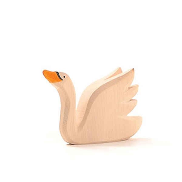Ostheimer Swan, Head High - wood, natural Wooden Figures for open-ended play - Title: Default Title