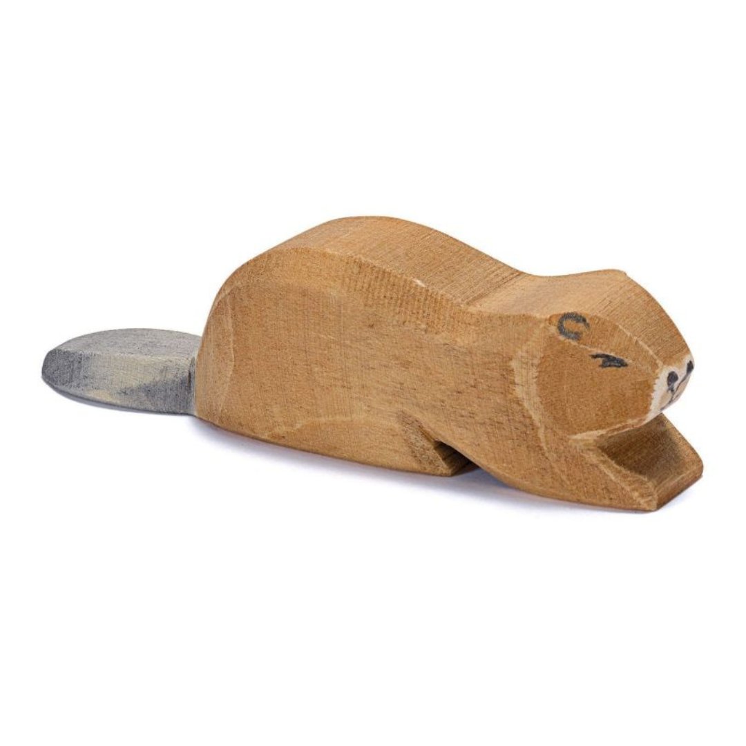 Ostheimer Wooden Beaver, Lying - wood, natural Wooden Figures for open-ended play - Title: Default Title
