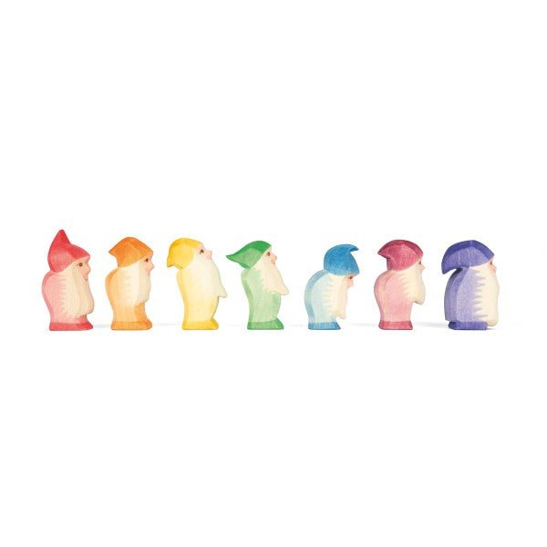 Ostheimer Wooden Figure, Colored Dwarfs SET (2024 Edition) - wood, natural Wooden Figures for open-ended play - Title: Def...