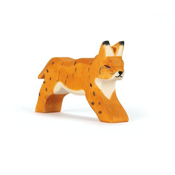 Ostheimer Wooden Lynx, Running - wood, natural Wooden Figures for open-ended play - Title: Default Title