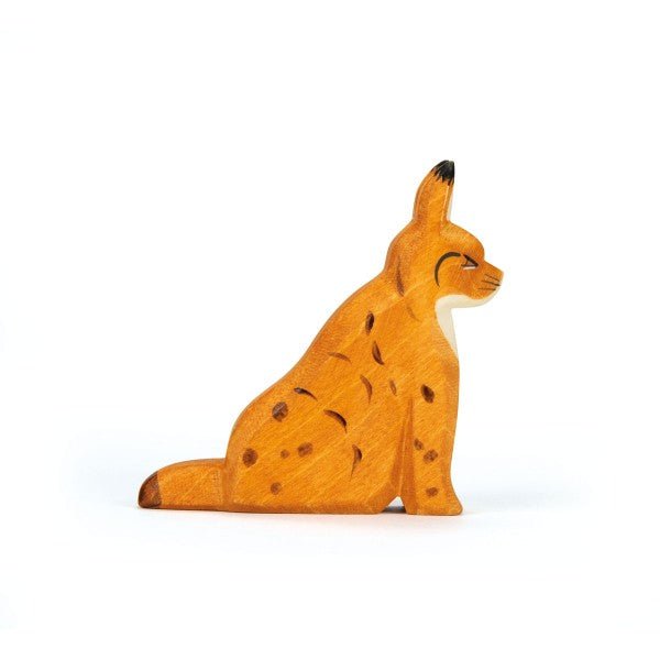Ostheimer Wooden Lynx, Sitting - wood, natural Wooden Figures for open-ended play - Title: Default Title