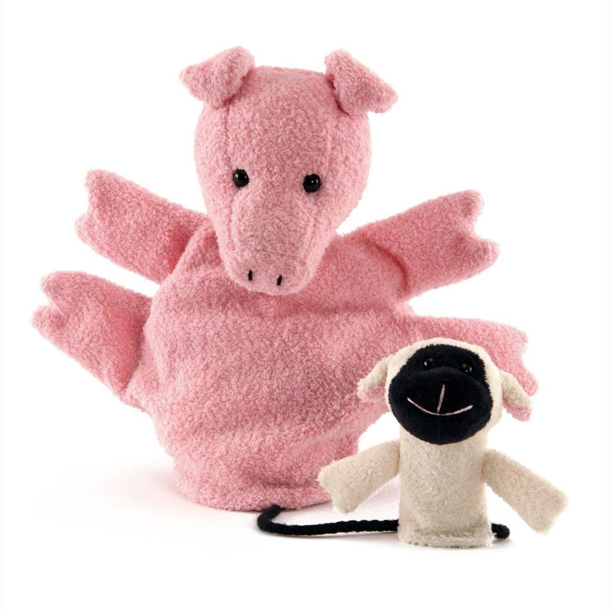 Pig Hand Puppet with attached sheep finger puppet