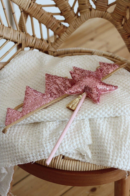 “Pink Sequins” Crown and Wand Magic Set - cotton for open-ended play - Title: Default Title