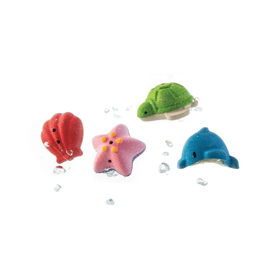 Plan Toys Sea Life Bath Set - wood, rubber Bath Toys for open-ended play - Title: Default Title