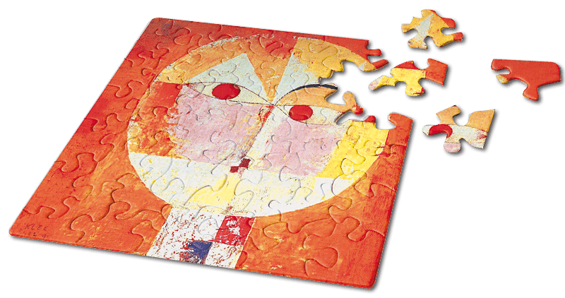 Jigsaw puzzle with a colorful design on a white background