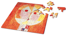 Jigsaw puzzle with a colorful design on a white background