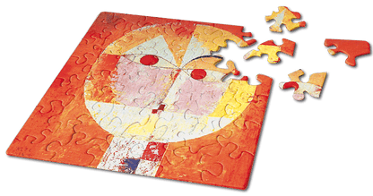 Jigsaw puzzle with a colorful design on a white background