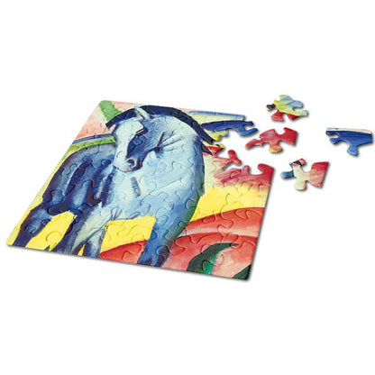 Colorful puzzle with a horse design on a white background