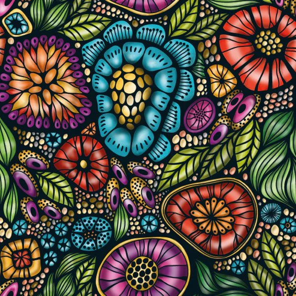 Colorful floral and abstract pattern