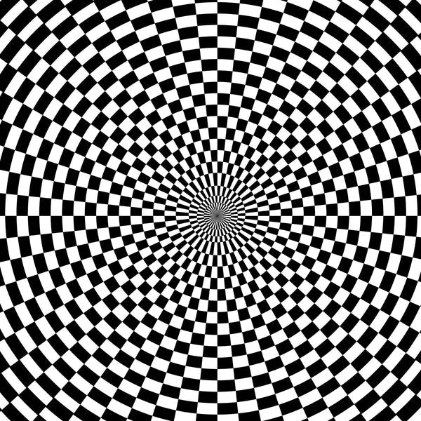 Black and white checkered pattern with a central spiral effect