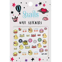 Snails brand Quack Quack nail stickers featuring rubber duckies and donuts