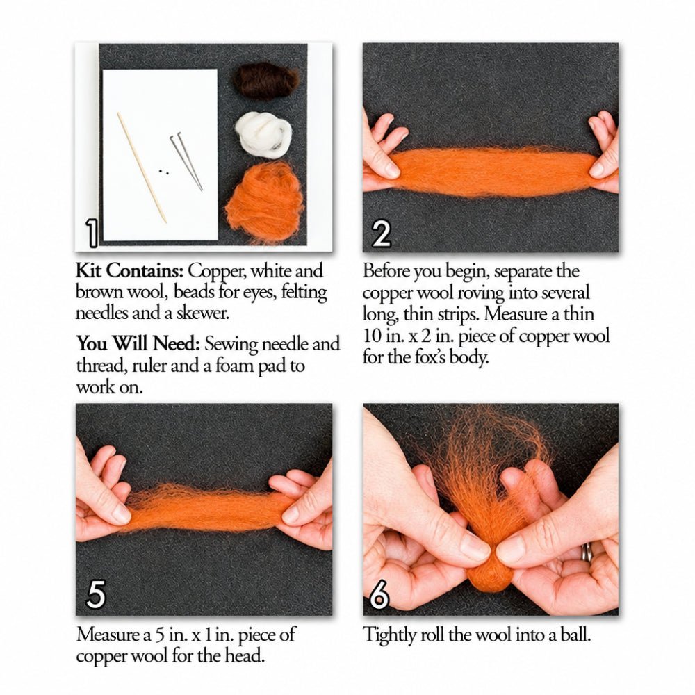Photo instructions to make a felted red fox