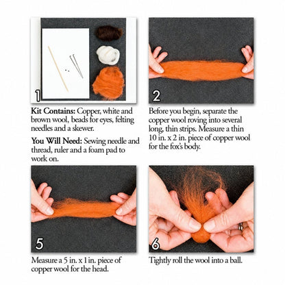 Photo instructions to make a felted red fox
